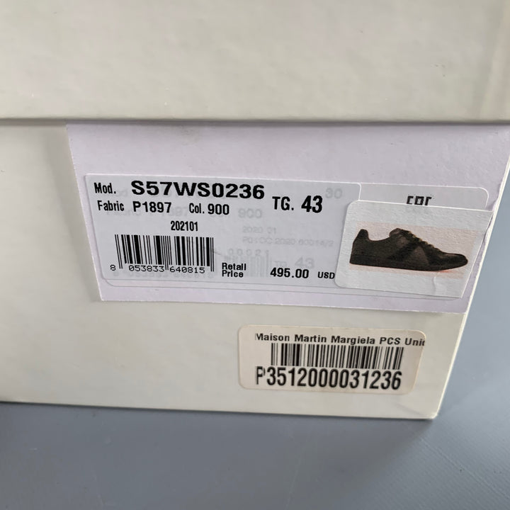 MAISON MARGIELA Size 10 Black Leather Suede Low Top Sneakers