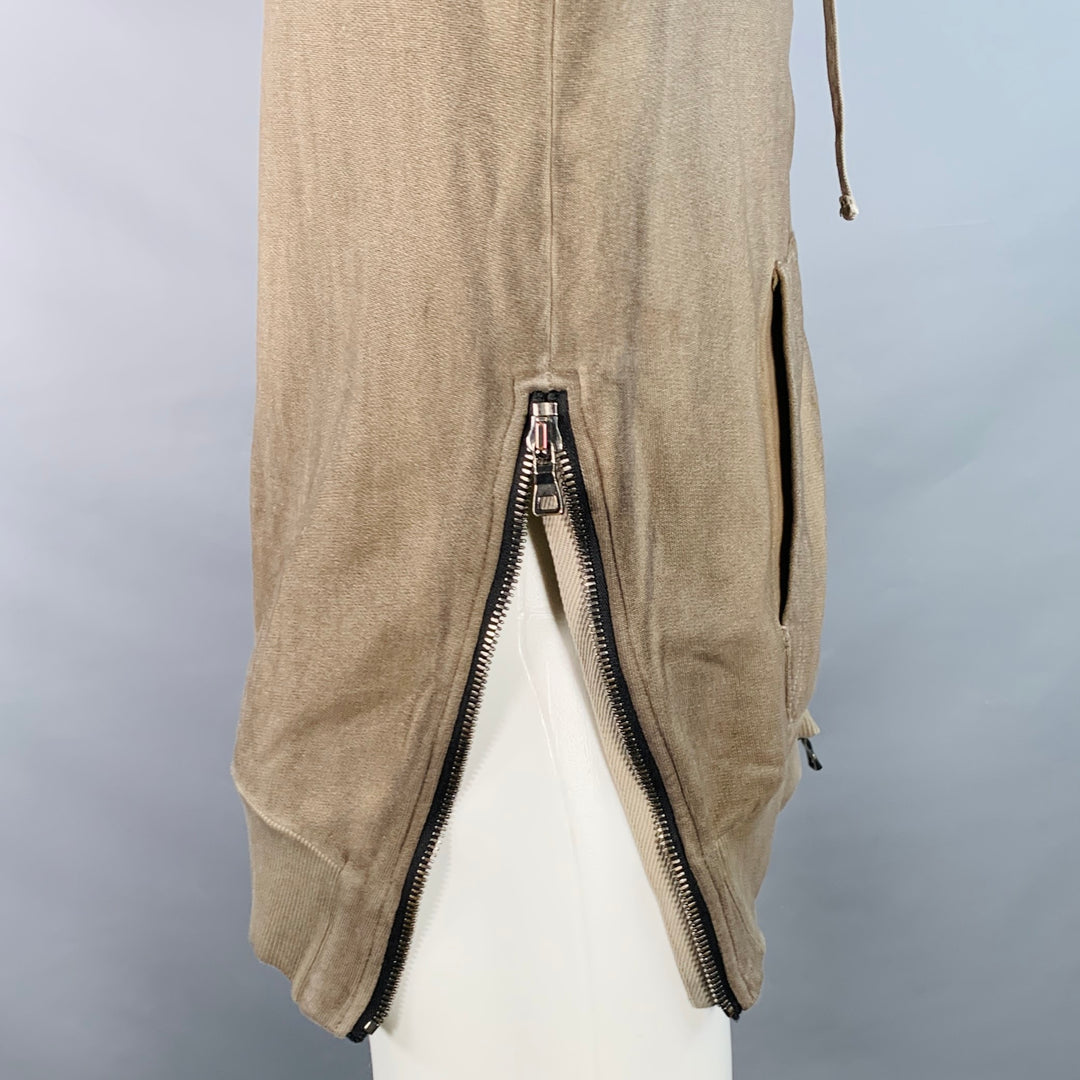 BALMAIN Size M Grey Olive Cotton Distressed Hoodie Sweatshirt