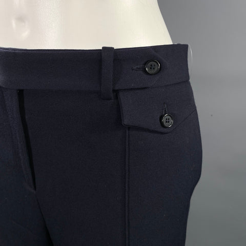 CELINE Size 32 Navy Wool Blend Solid Pleated Dress Pants