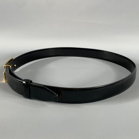 GUCCI Waist Size 30 Black Gold Leather Belt
