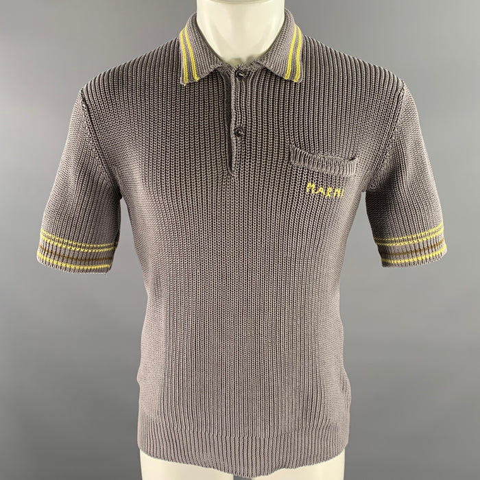 MARNI Size M Grey Yellow Knitted Polo