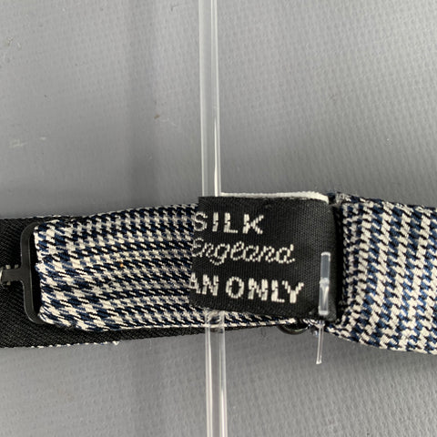 BERGDORF GOODMAN Navy White Glenplaid Silk Bow Tie