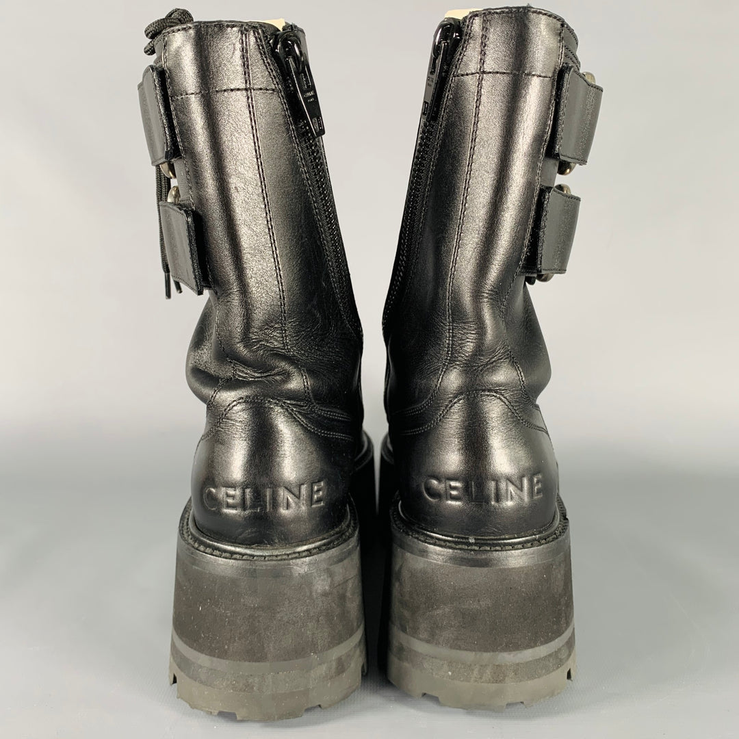 CELINE Size 8 SS23 -Bulky Maxx- Black Leather Platform Boots