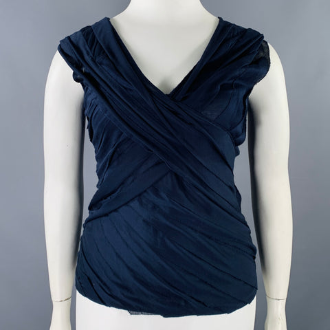 RALPH LAUREN Size L Navy Mercerized Cotton Sleeveless Casual Top