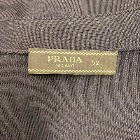 PRADA Taille M Cardigan boutonné en laine tricotée marine