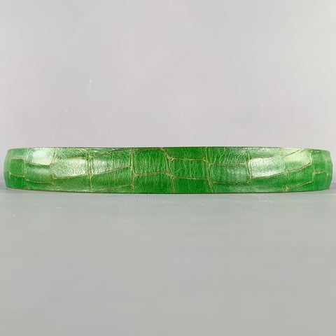 PAUL SMITH Ceinture en cuir gaufré façon croco vert, taille 34
