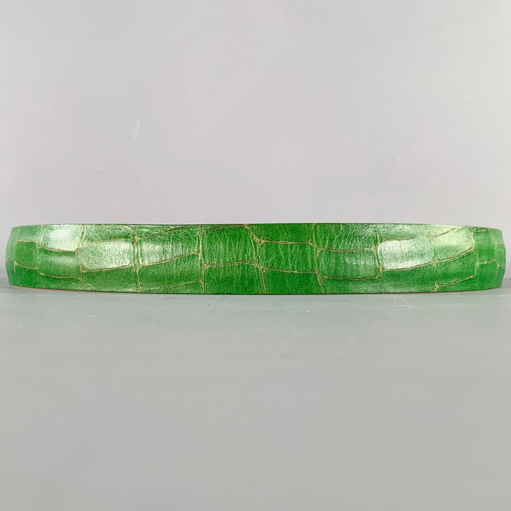 PAUL SMITH Size 34 Green Croc Embossed Leather Belt