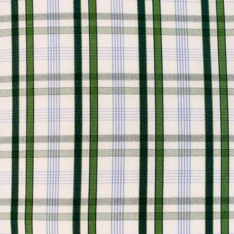 KITON Size M White Green Plaid Cotton Curved Cutaway Long Sleeve Shirt