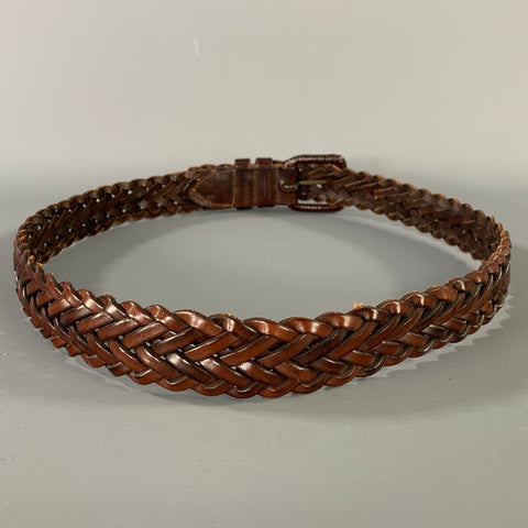 RALPH LAUREN Waist Size 0 Brown Woven Leather Belt