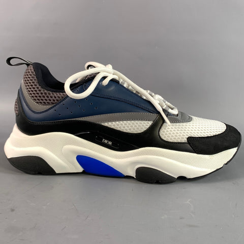 DIOR Size 10 Blue Multi Color Mixed Fabrics Low Top Lace Up Shoes