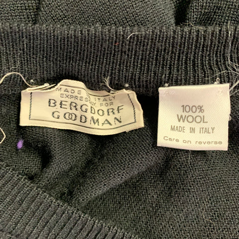 BERGDORF GOODMAN Gilet en laine col V noir taille M