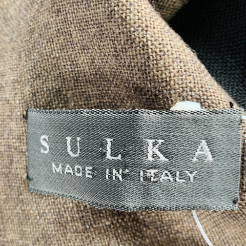 SULKA Black Brown Color Block Fringe Scarf