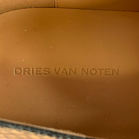 DRIES VAN NOTEN Size 7 Brown Beige Snakeskin Leather Chunky Heel Penny Loafers