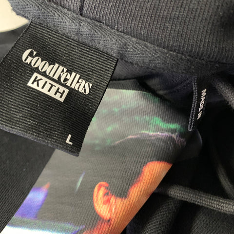 KITH Size L Black Graphic Cotton Hooded Sweatshirt