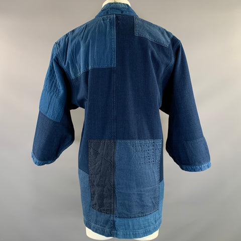 BLUE BLUE JAPAN Size M Blue Indigo Patchwork Cotton Open Front Coat