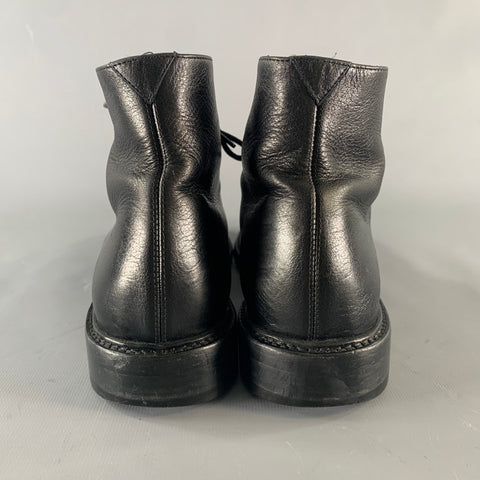 SAINT LAURENT Size 7.5 Black Leather Lace Up Boots