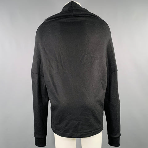 THAMANYAH Size S Black Double Face Wool Cotton Blend Collarless Jacket