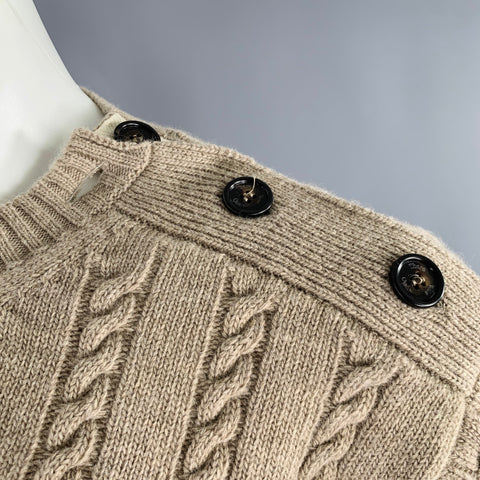 THERE WAS ONE Size M Brown Taupe Cable Wool Sweater