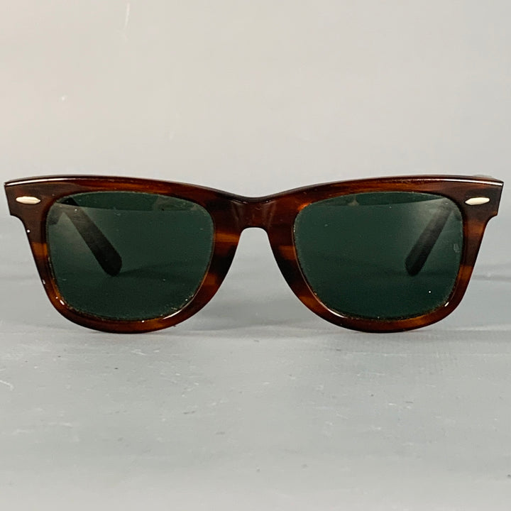 RAY-BAN Vintage Brown Tortoiseshell Acetate Wayfarer Sunglasses