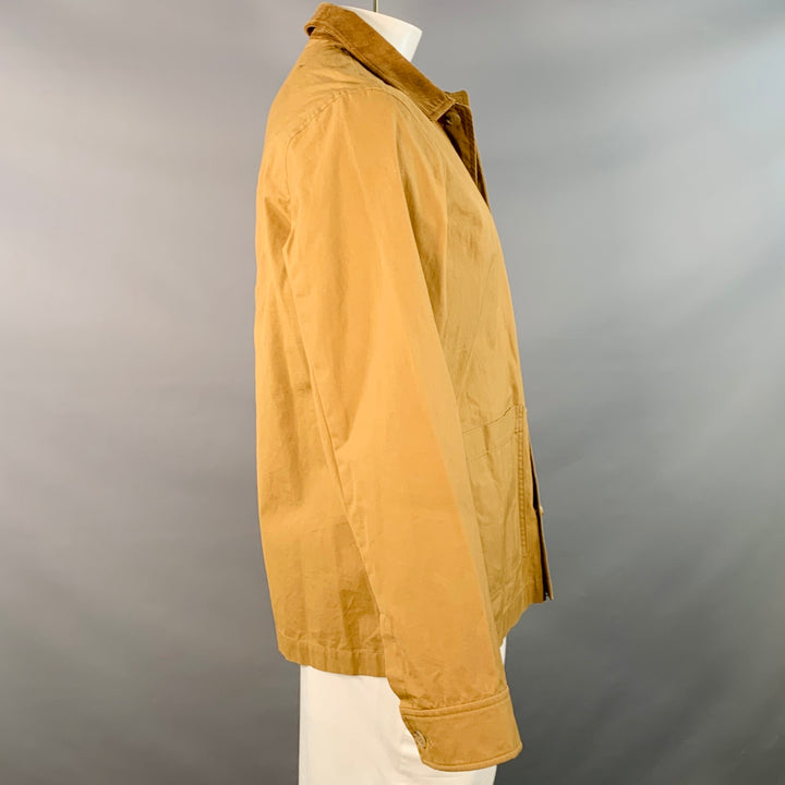 A.P.C. Size L Tan Brown Cotton Corduroy Collar Button Up Jacket