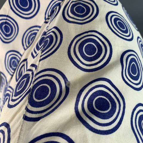 HUGO BOSS Size XL Blue White Circles Cotton Pointed Collar Short Sleeve Shirt