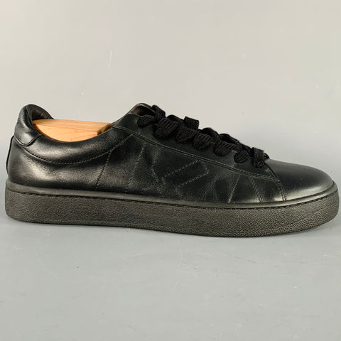 KENZO Size 10 Black Leather Rubber Sole Low Top Sneakers