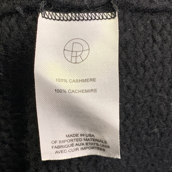 THE ROW Size L Black Cashmere Knit Raglan Sleeves Crew Neck Sweater