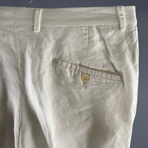 RUBINACCI Size 32 White Linen Flat Dress Pants
