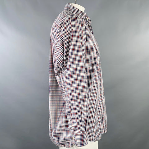 Chemise en Coton à Carreaux Rouge et Bleu Marine Manches Longues ERMENEGILDO ZEGNA Taille XL