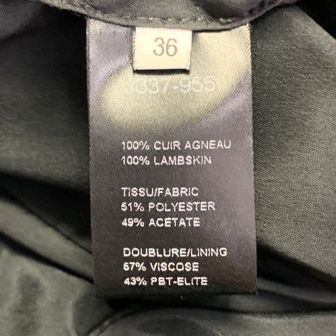 Jupe crayon MUGLER en cuir d'agneau noir, taille 0, longueur sous le genou