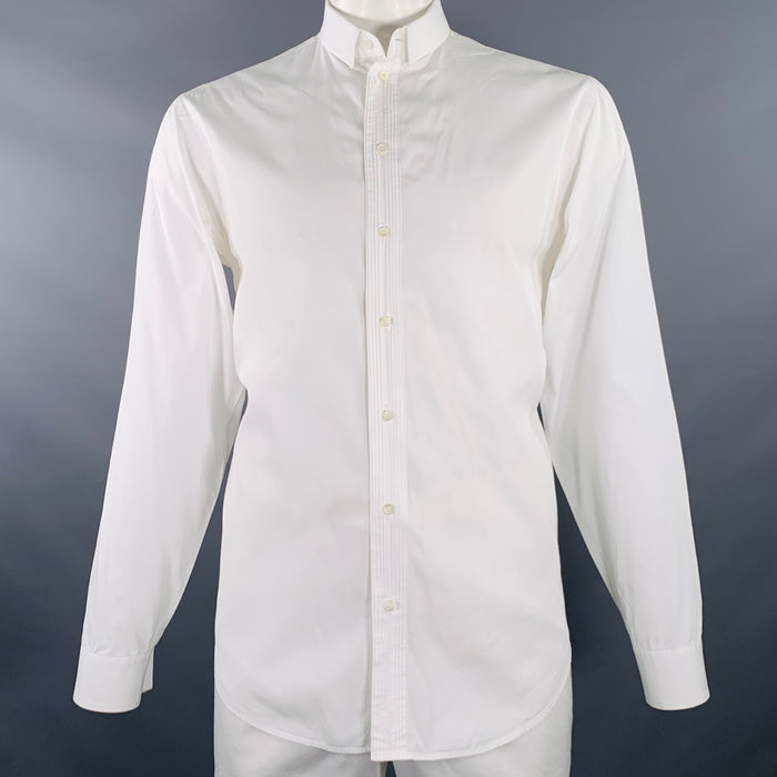 ARMANI COLLEZIONI Size L White Cotton French Cuff Long Sleeve Shirt