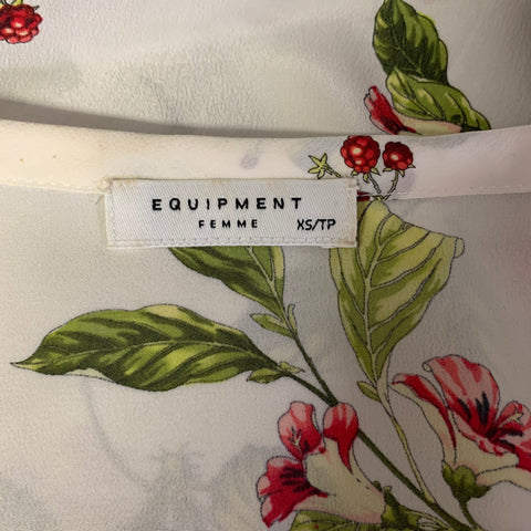 EQUIPMENT Size XS Indigo Green Silk Floral Casual Top