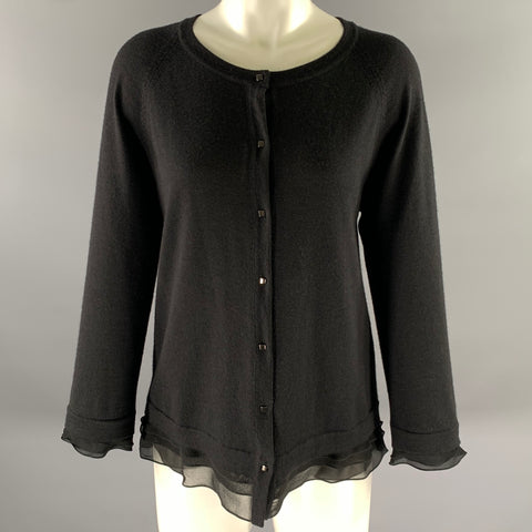 ESCADA Size L Black Wool Silk Cardigan