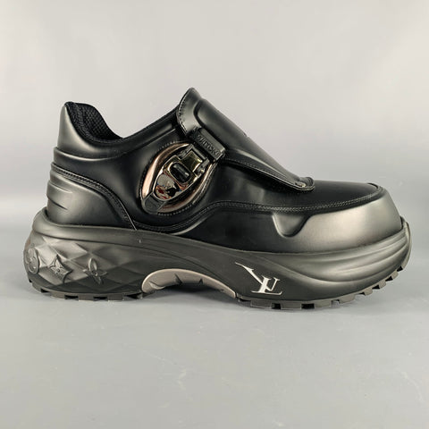 LOUIS VUITTON Size 9 Black Buckle Chunky Sole Sneakers