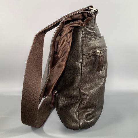 FREE PEOPLE Brown Crackled Leather Shoulder Bag