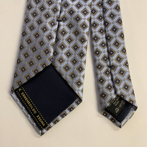 ERMENEGILDO ZEGNA Size One Size Light Blue Navy Silk Tie