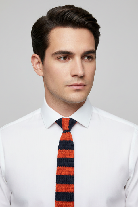 POLO by RALPH LAUREN Orange Blue Knit Silk Tie