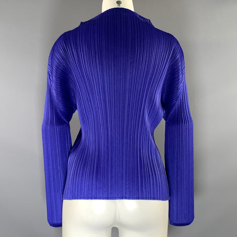 PLEATS PLEASE by ISSEY MIYAKE Size 6 Blue Cobalt Polyester Crinkled Dress Top