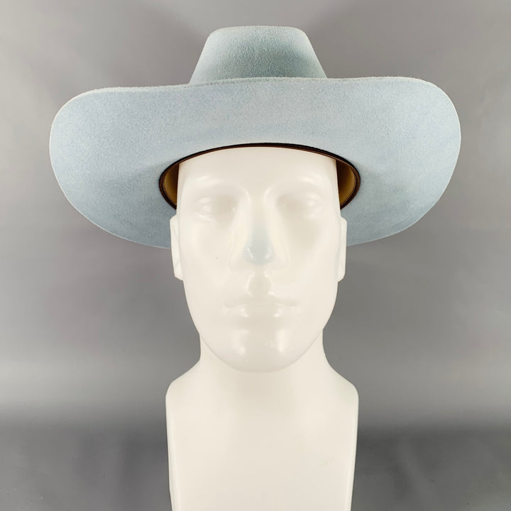 TERESSA FOGLIA Blue Felt Fedora Hat