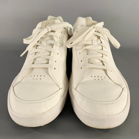 ON RUNNING Size 11.5 Roger Centre Court White Grey Faux Leather Sneakers