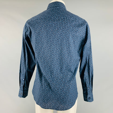 STONE ROSE Size M Navy Blue Abstrack floral Cotton  Elastane Long Sleeve Shirt