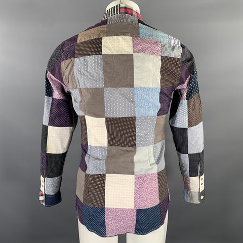 PAUL SMITH JEANS Size M Black Multi-Color Patchwork Cotton Long Sleeve Shirt