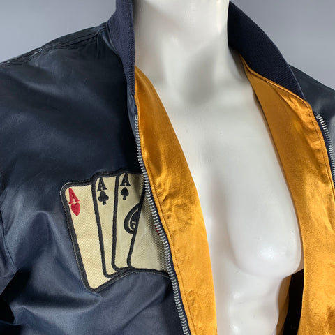 RRL by RALPH LAUREN Size XL Navy Patches Nylon Bomber Jacket