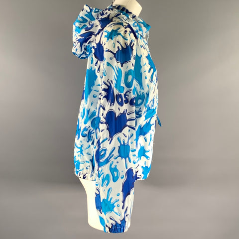 MOSCHINO Size 8 White Blue Polyamide Splash Raincoat