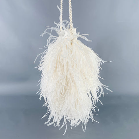 BARNEY'S NEW YORK White Polyester Feathers Handbag