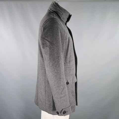 BURBERRY LONDON Size 42 Grey Polyamide Blend Zip Buttons Coat