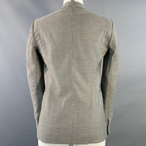 GUCCI Size 4 Black White Wool Blend Houndstooth Single Button Jacket Blazer