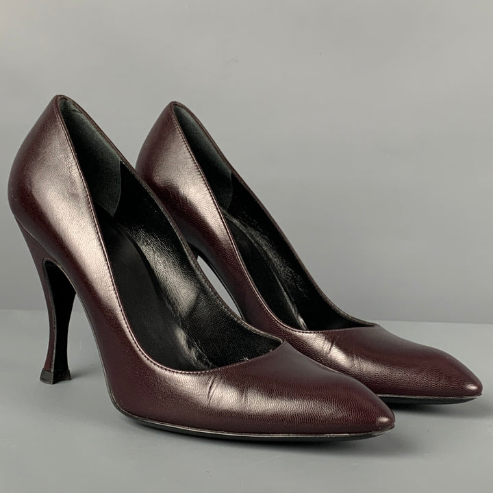 BALENCIAGA Size 6 Dark Burgundy Leather Classic Pumps