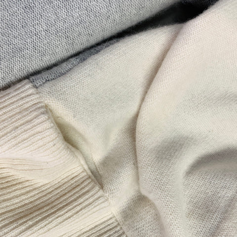 BLACK GOAT Size M Grey Cream Cashmere Stripe Open Front Cardigan