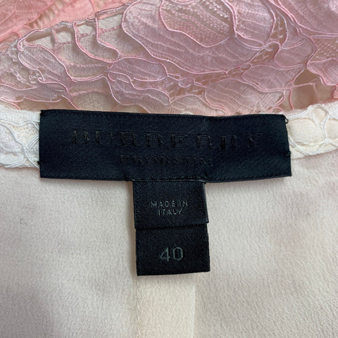 BURBERRY PRORSUM Size 4 Pink White Floral Pencil Guipure Lace Ombré Skirt
